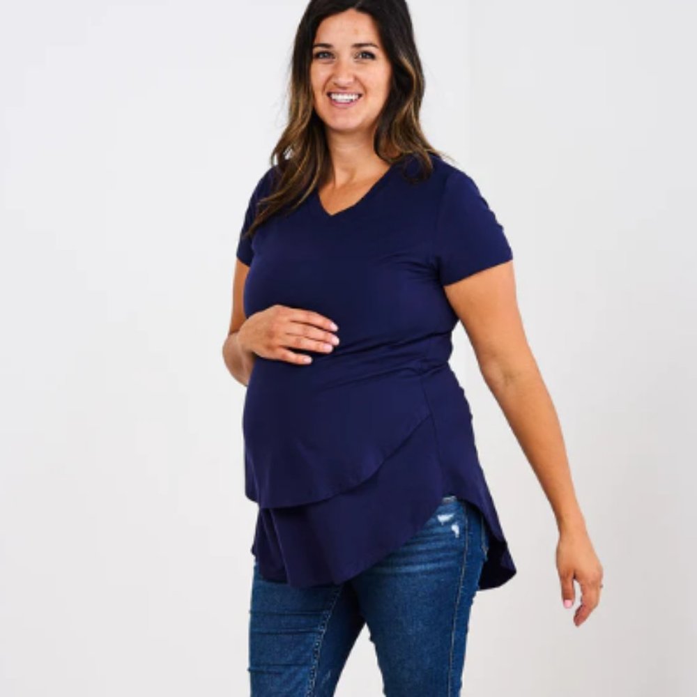 Latched Mama V-Neck Nursing Tee 2.0 Navy 2X